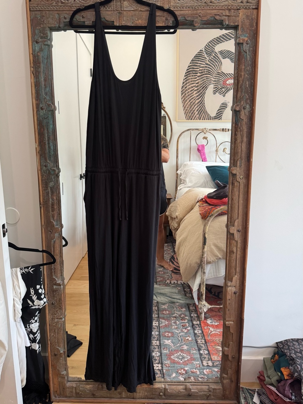 Athleta Black Modal Wide Leg Jumpsuit Size 12